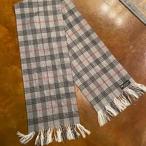 Vintage Cashmere Scarf Nova Check Made in Scotland Grey Black Red White Winter